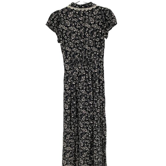 Anthropologie 'Collared' Black Floral Maxi Dress Size 0 - Picture 3 of 4